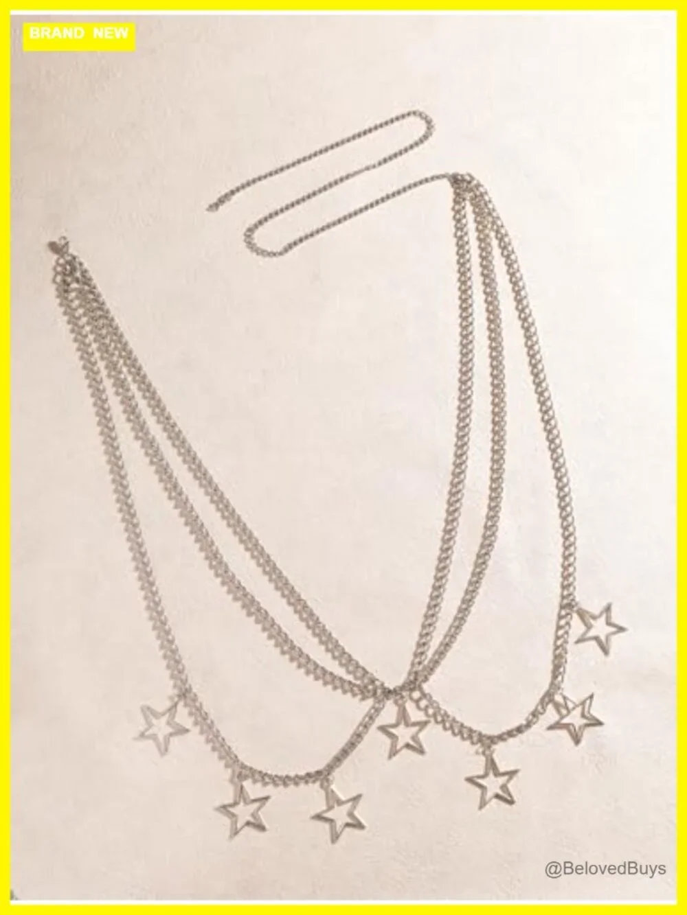 Silver-Tone Star Waist Chain Belt Goth Y2K Body Jewelry